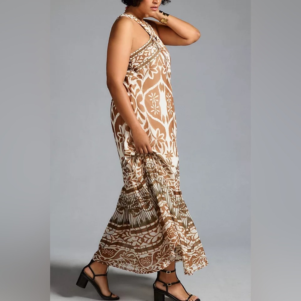 โจ Anthropologie Printed Halter Dress Sz M - Picture 8 of 9